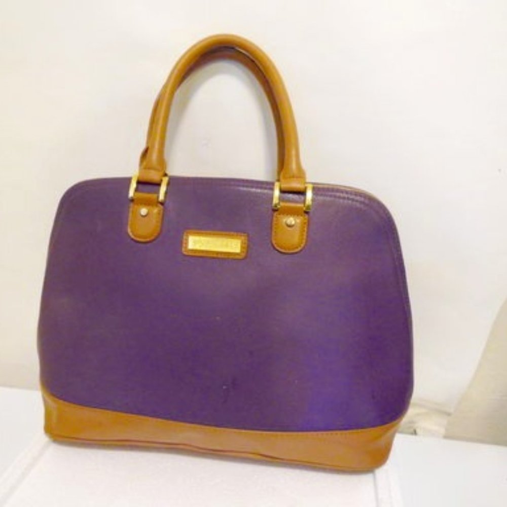 Joy & Iman Genuine Leather Timeless Purple Satchel